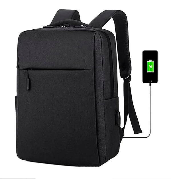 Mochila Escolar Unissex Impermeável com Entrada USB – Preta| Ideal para Estampa DTF Têxtil