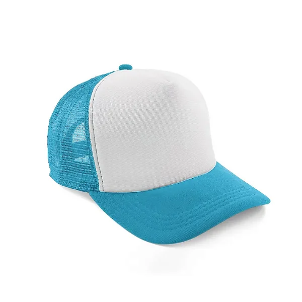 Boné de Tela com a Frente Branca para Sublimação - Azul Claro- Tamanho Único  (P/ Sublimação)