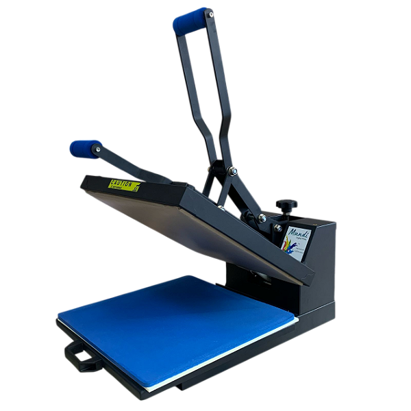 Prensa Térmica Manual MUNDI 38x38cm com Gaveta – Preta e Azul