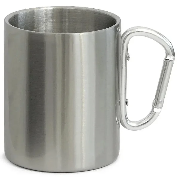 Caneca de Aço Inox com Alça Mosquetão – 400ml | Para Sublimação