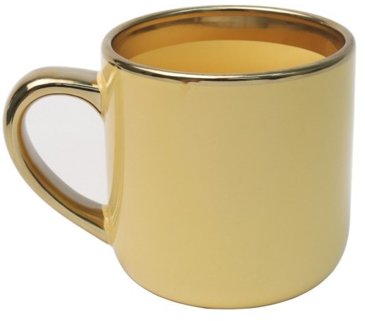 Caneca Cerâmica Imperial – Interna/Externa Amarela com Borda e Alça Ouro · 400ml