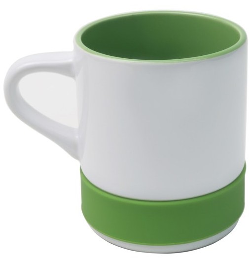 Caneca Cerâmica Interna Colorida e Base Alta de Silicone Verde · 350ml