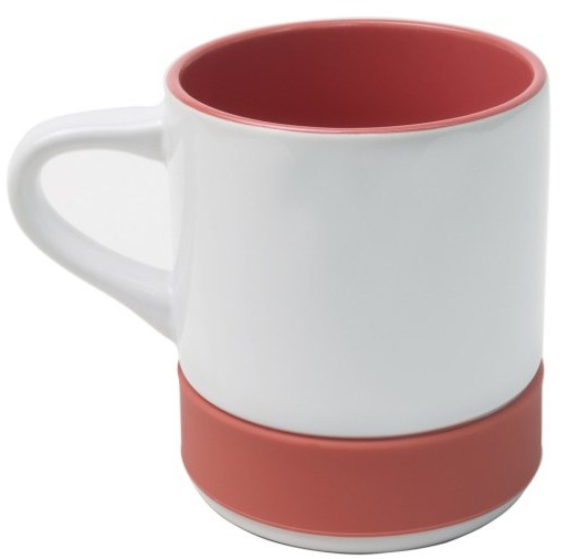 Caneca Cerâmica Interna Colorida e Base Alta de Silicone Coral · 350ml
