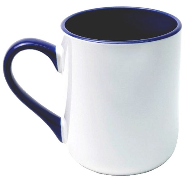 Caneca Cerâmica Imperial – Alça e Interior Azul escuro· 325ml