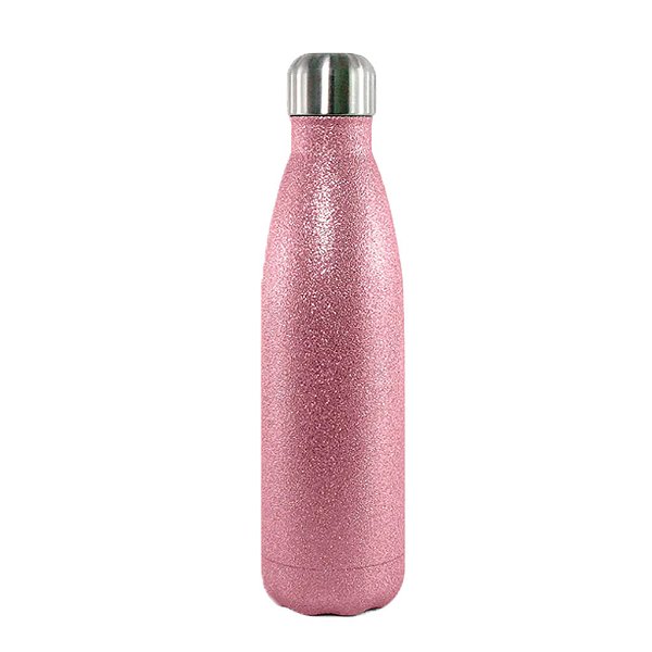 Garrafa Térmica Glitter Rosa Parede Dupla Para Sublimação | 500ml