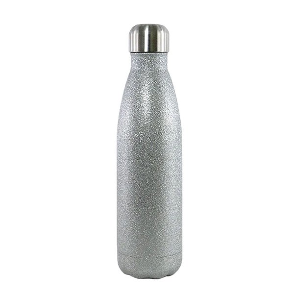 Garrafa Térmica Glitter Prata Parede Dupla Para Sublimação | 500ml