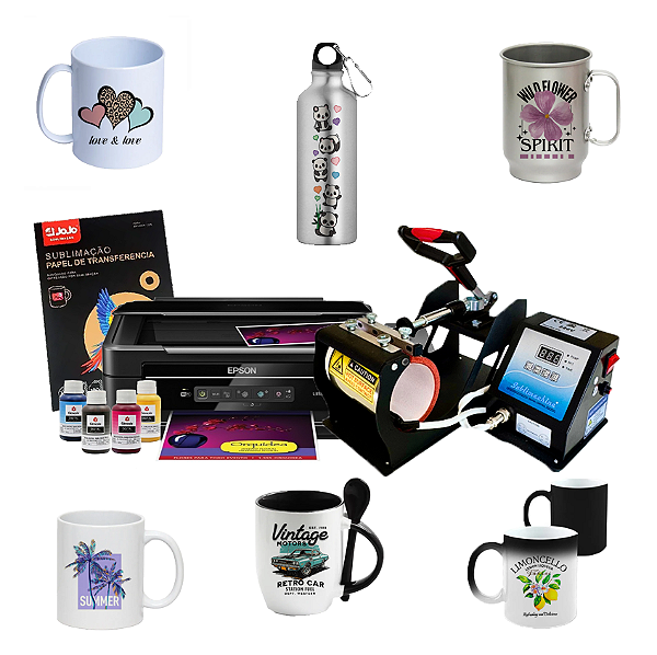 Kit Iniciante (Para Sublimação) + Pct de 100 folhas e tintas de brinde. FRETE CUSTO BAIXO!