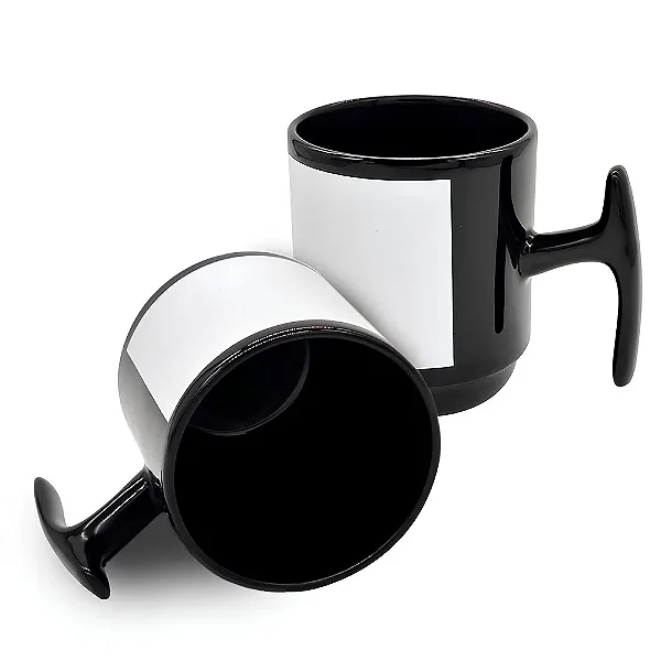 Torre de Canecas Majestic Preta com Tarja Branca para Sublimação | 325ml