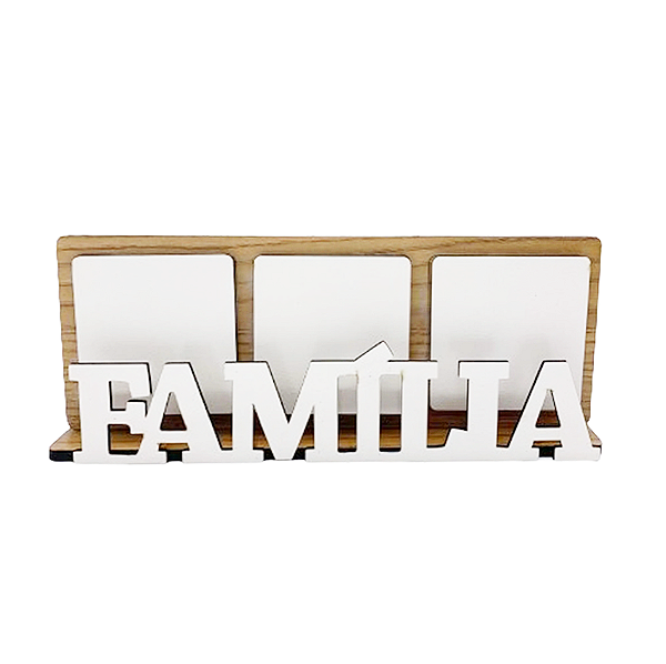 Porta Retrato 3 Fotos Família MDF para Sublimação