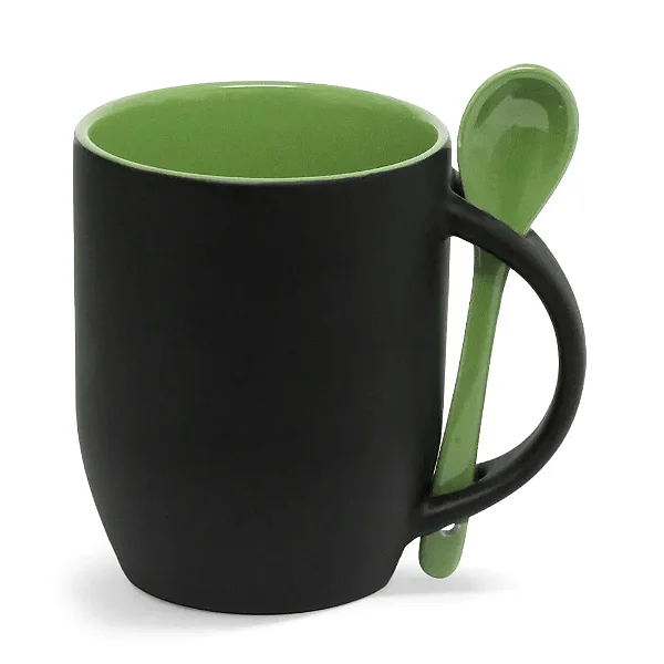 Caneca Mágica com Alça e Colher Verde para Sublimação - Premium