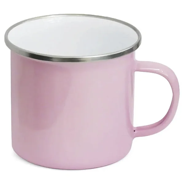 Caneca de Alumínio Rosa Claro - Esmaltada para Sublimação e DTF UV- 235ml