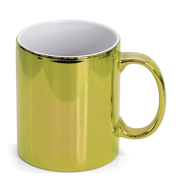 Caneca Espelhada de Cerâmica Dourada para Sublimação | 325ml