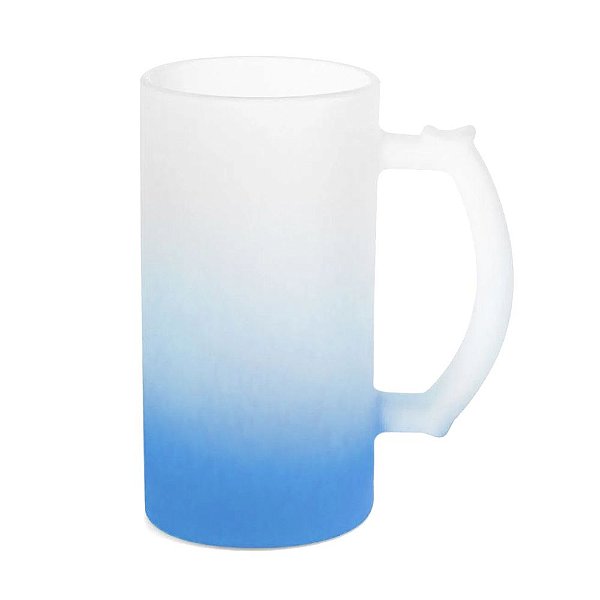 Caneca Chopp Jateado Degradê Azul Claro para Sublimação | 473ml