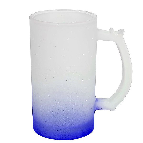 Caneca Chopp Jateado Degradê Azul Escuro para Sublimação | 473ml