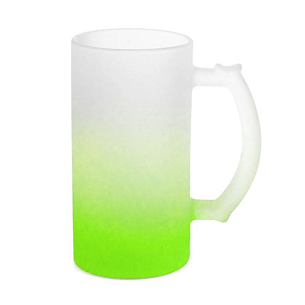 Caneca Chopp Jateado Degradê Verde Limão para Sublimação | 473ml