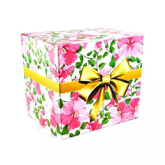 Caixinha de Caneca “Rosa com Laço Dourado” | Pacote com 12 Unidades