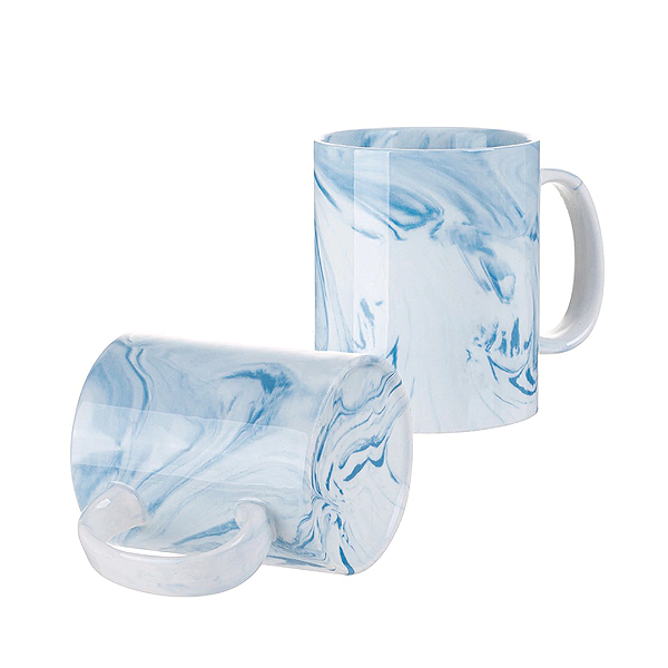 Caneca de Cerâmica Mármore Azul para Sublimação | 325ml