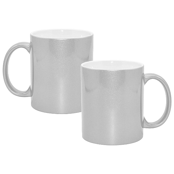 Caneca de Cerâmica Prata Perolada Para Sublimação | 325ml