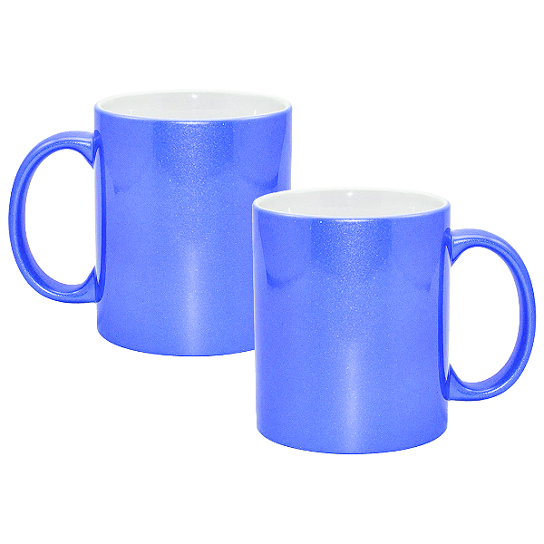 Caneca de Cerâmica Azul Petróleo Perolada Para Sublimação | 325ml