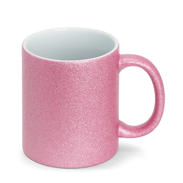 Caneca de Cerâmica Glitter Rosa Claro para Sublimação | 325ml