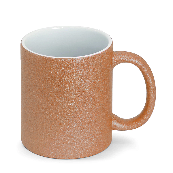 Caneca de Cerâmica Glitter Bronze para Sublimação | 325ml