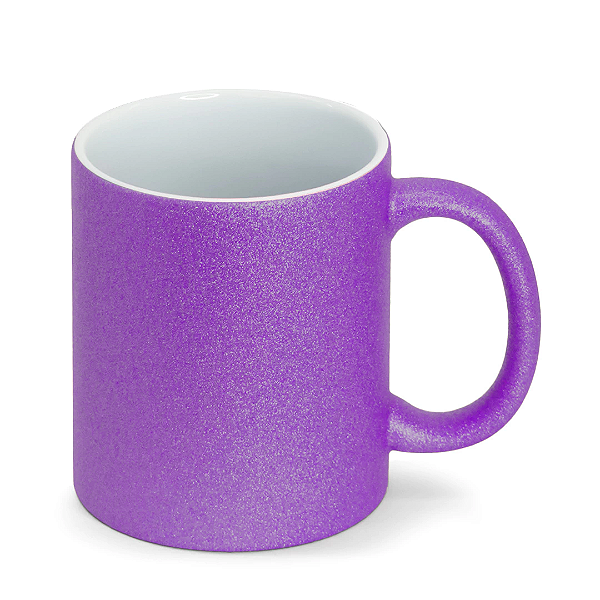 Caneca de Cerâmica Glitter Roxo para Sublimação | 325ml