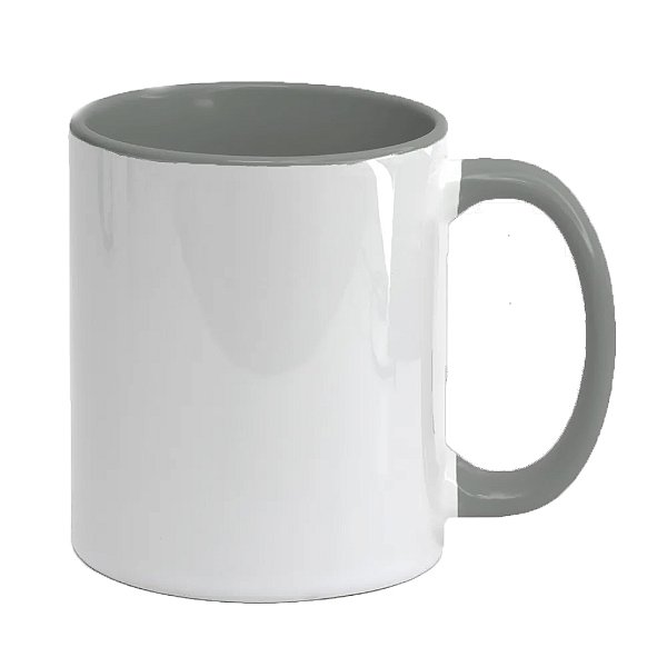 Caneca Branca Interior e Alça Cinza escuro Para Sublimação 325ml