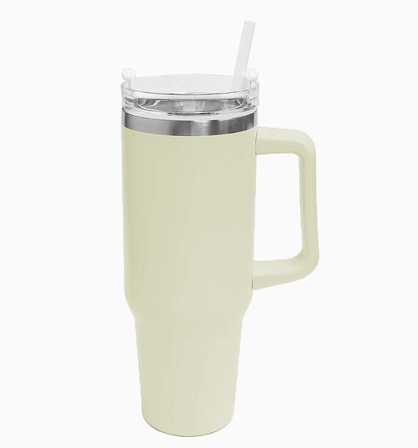 Copo Térmico com Canudo creme  1200ml | Para Gravação Laser ou DTF UV
