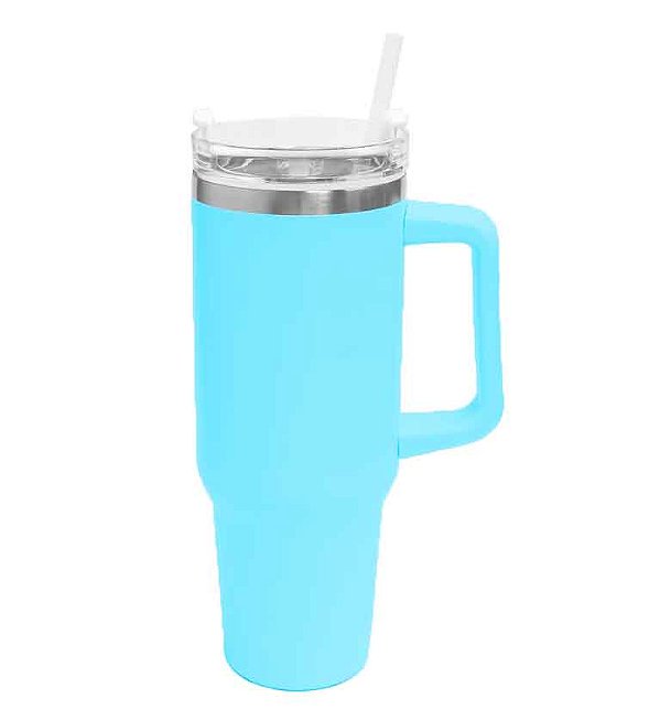 Copo Térmico com Canudo Azul bb 1200ml | Para Gravação Laser ou DTF UV