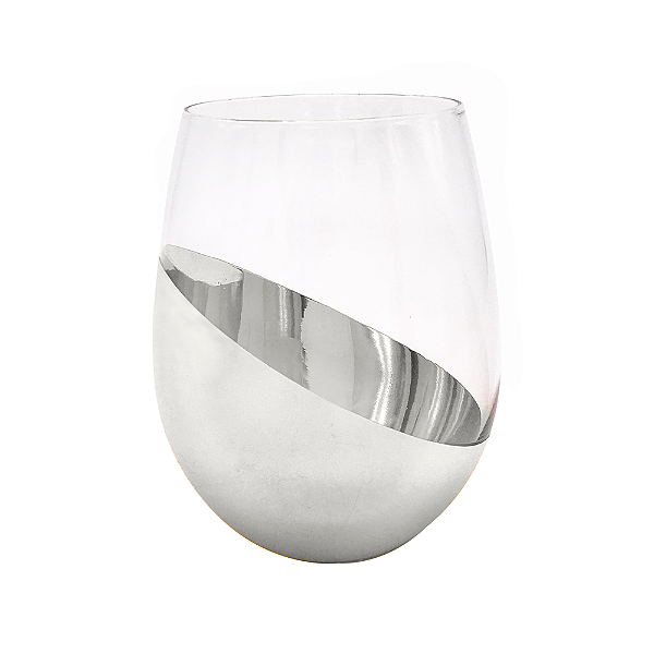 Copo de Vinho em Cristal para Sublimação · Elegance Semi-Cromado Lua Prata · 540ml