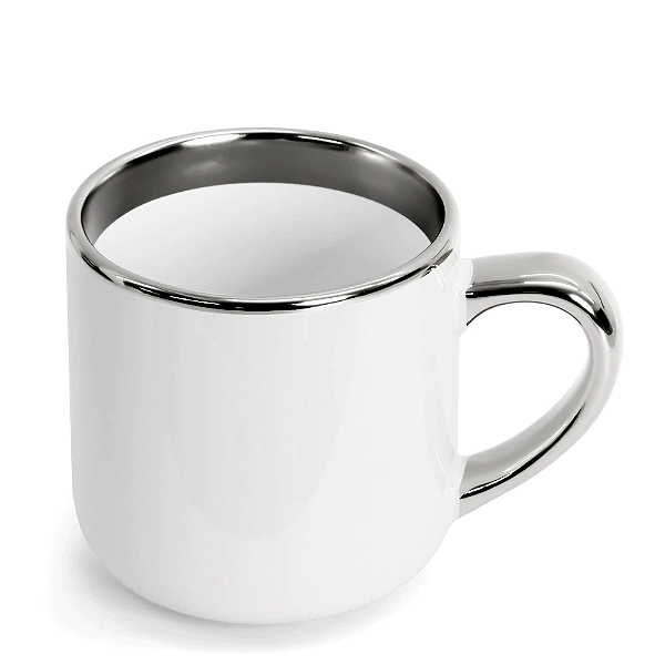 Caneca Cerâmica Imperial – Interna/Externa Branca com Borda e Alça Ouro · 400ml