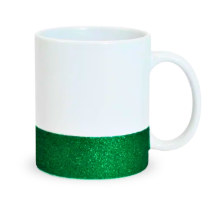 Caneca de Cerâmica Branca com Base Glitter vermelha – 325ml (P/ Sublimação)
