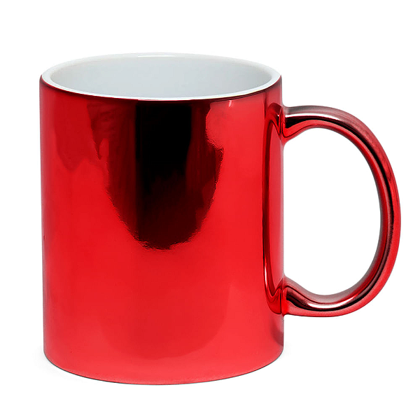 Caneca Espelhada de Cerâmica Vermelha para Sublimação | 325ml