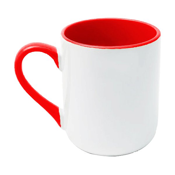 Caneca Cerâmica Imperial – Alça e Interior Vermelha · 325ml