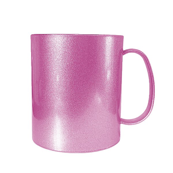 Caneca Polímero Glitter Rosa- 325ml | Ideal para Sublimação
