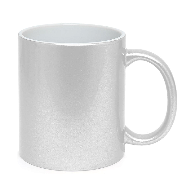 Caneca Perolada  Prata – 325ml | Ideal para Sublimação