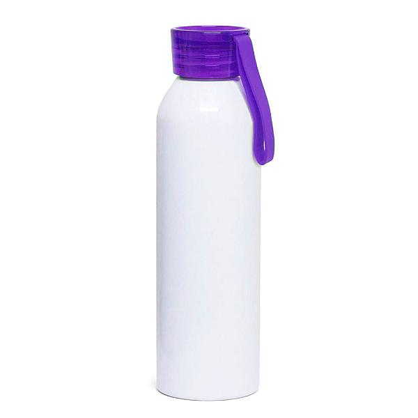 Squeeze de Alumínio para Sublimação Branco com Tampa Sport Roxo - 600ml | Qualidade Premium