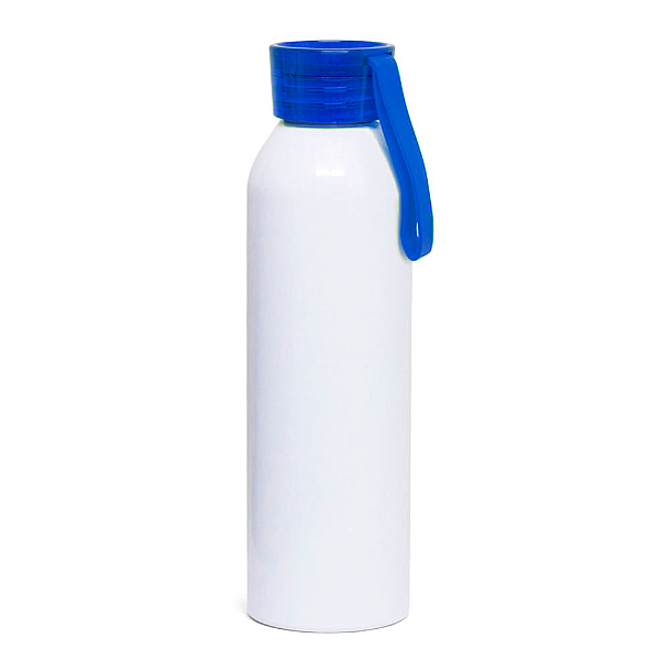 Squeeze de Alumínio para Sublimação Branco com Tampa Sport Azul - 600ml | Qualidade Premium