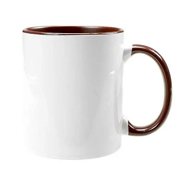 Caneca Alça e Interior Marrom Escuro 325mL