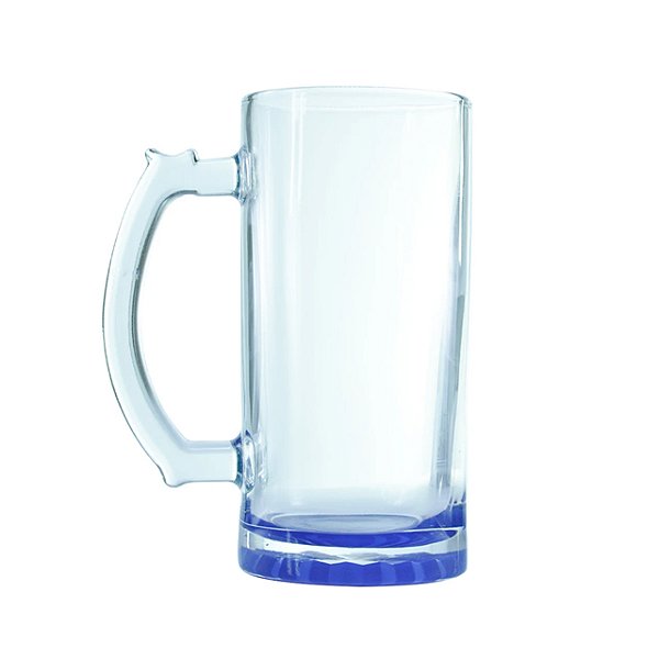 Caneca De Chopp De Vidro Cristal Base Colorida | 473ml