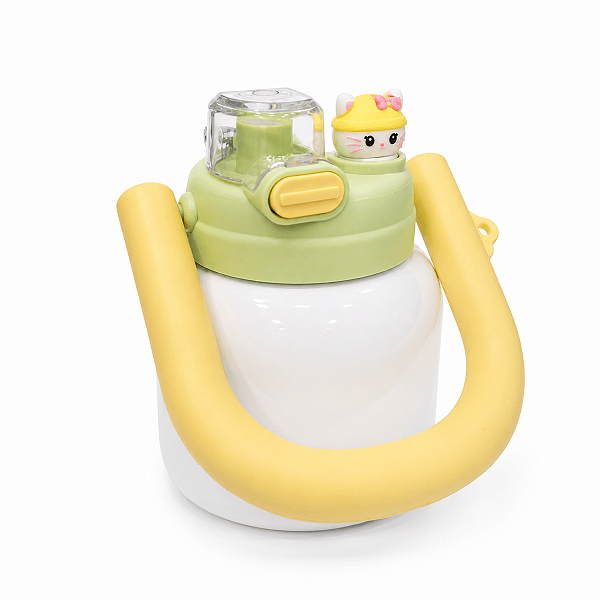 GARRAFA TERMICA BRANCA  BABY POP AMARELO E VERDE 700ML  - 5058
