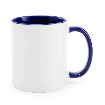 Caneca Alça e Interior Azul Escuro 325ml | Sublimação