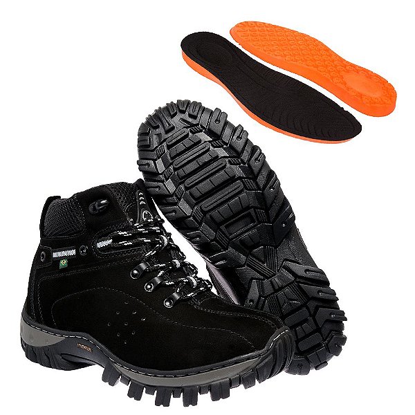 Bota Coturno Adventure Masculino Preto em Couro Legítimo e Solado Costurado