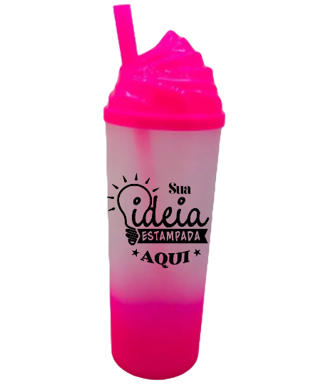 Copo LongDrink Com Tampa Sorvete Degrade Cores