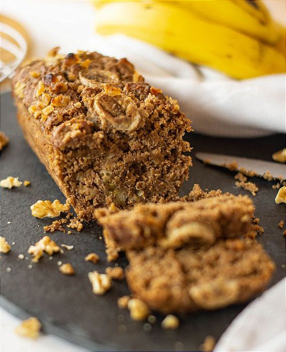 Bolo da Nona Banana com Nozes - vegano, sem glúten, sem lácteos