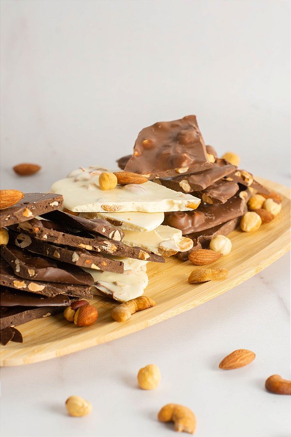Lascas de Chocolates e Nuts - Zero Açúcar - vegano, sem glúten, sem lácteos
