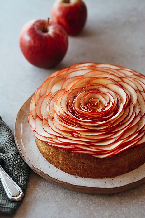 Torta Apple Rose (Dia das Mães) - vegana, sem glúten, sem lácteos