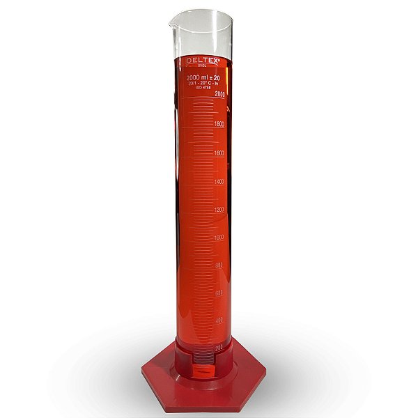 Proveta Graduada de Vidro 2000Ml Base Hexagonal De Polietileno