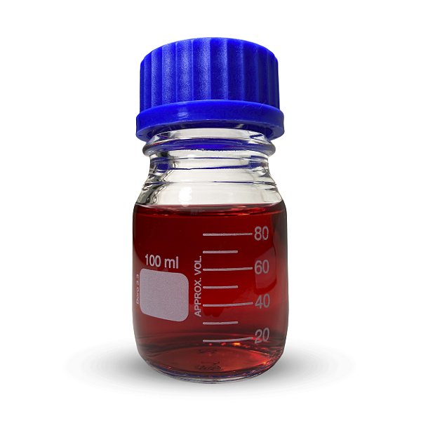 Frasco Reagente 100Ml Graduado Com Tampa Rosca Azul em Vidro Borosilicato