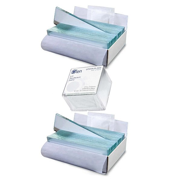 Kit 100 Lâminas + 100 Lamínulas Para Microscopia